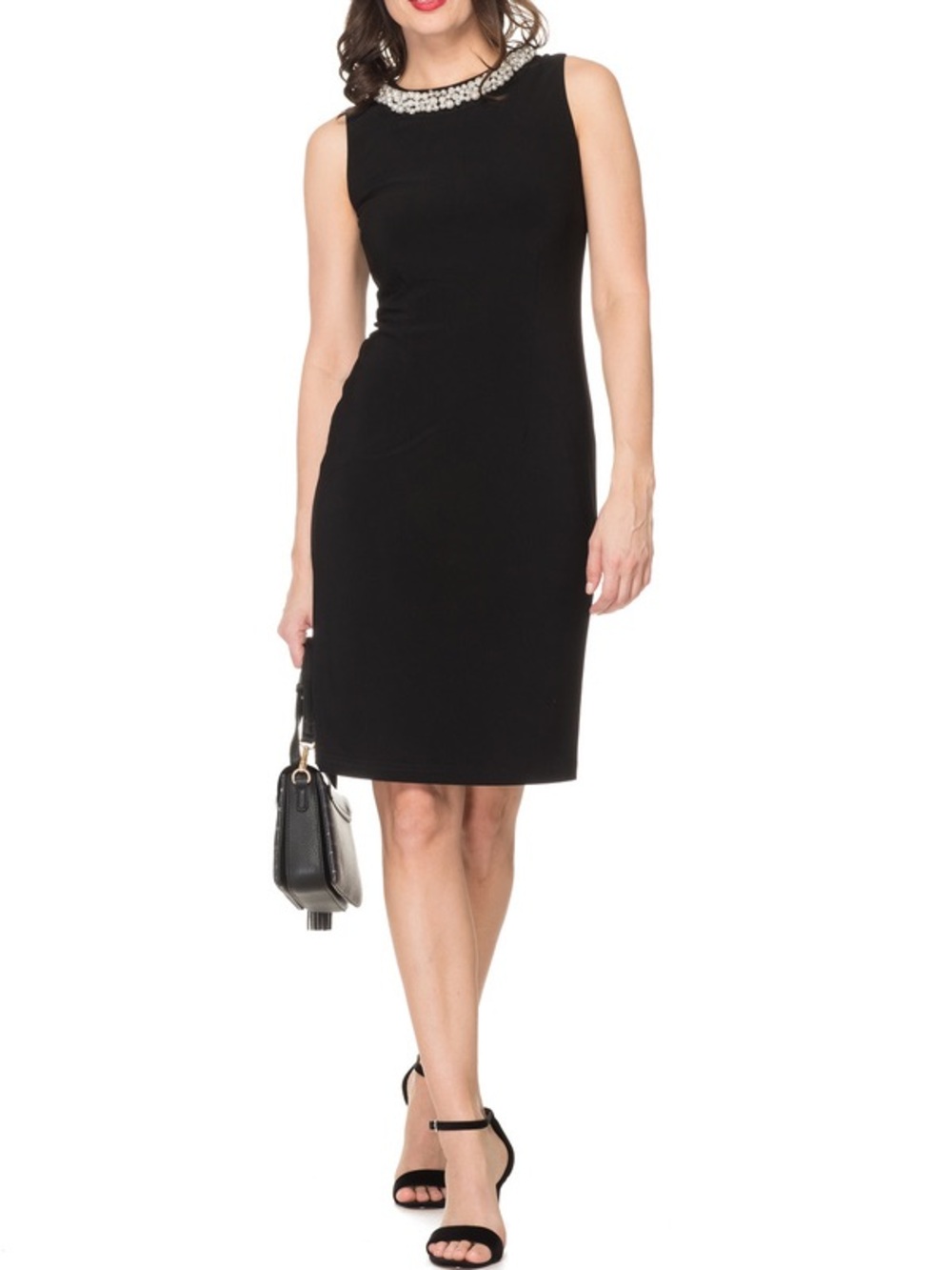 Joseph Ribkoff Black Pearl Embellished Sheath Dress Size 8